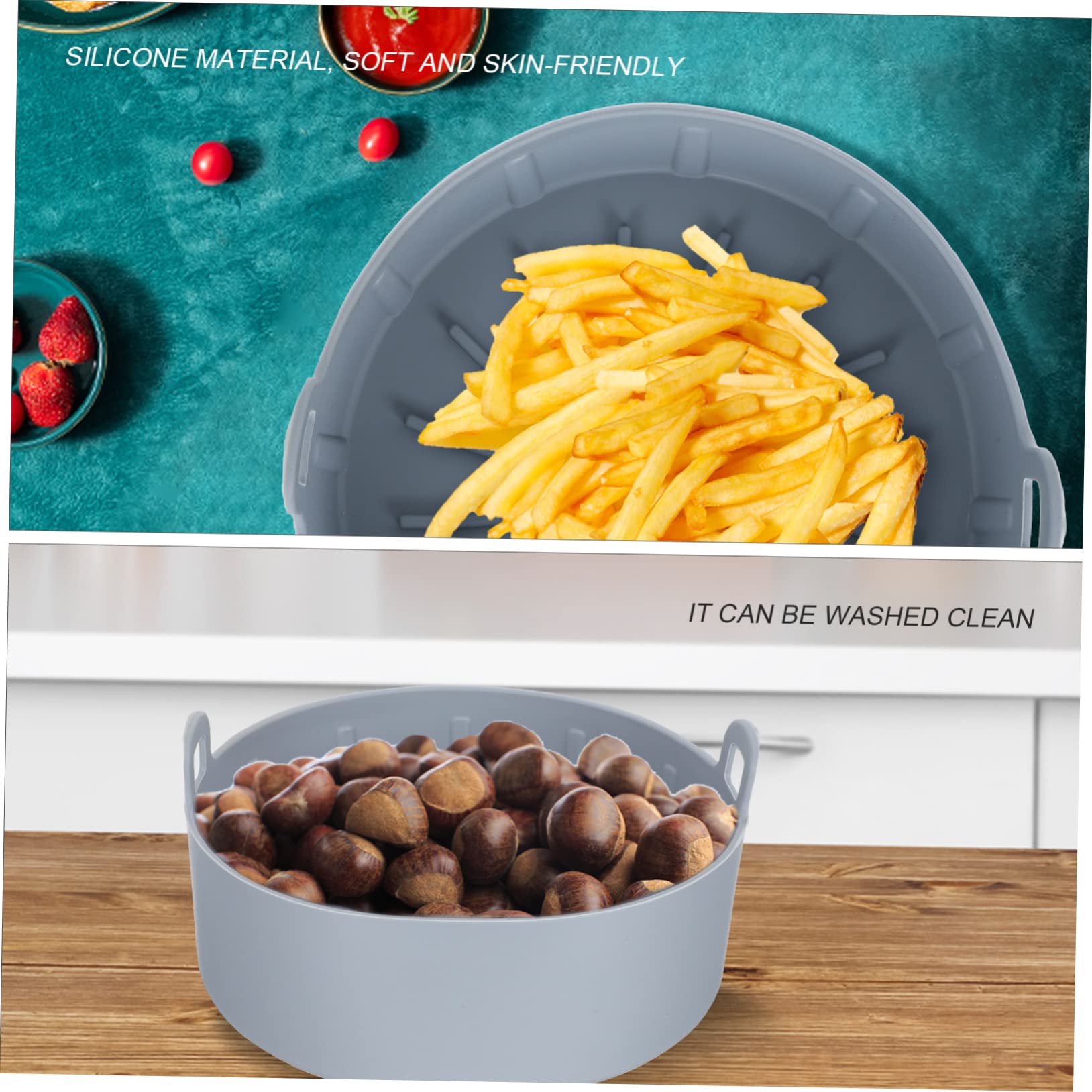 PRETYZOOM 2 Pezzi cuscinetto per friggitrice ad aria cucina accessori tappetini friggitrice ad aria libro di cucina piastra da forno in silicone cesto per arrostire Gel di silice