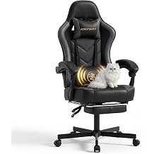 Desk Computer Gaming Chair - High Back Ergonomic Office Chair with Footrest and Lumbar Support, Swivel Comfy Home Gamer Video Game Chairs with Pocket Spring Cushion for Adults (Grey Leather)