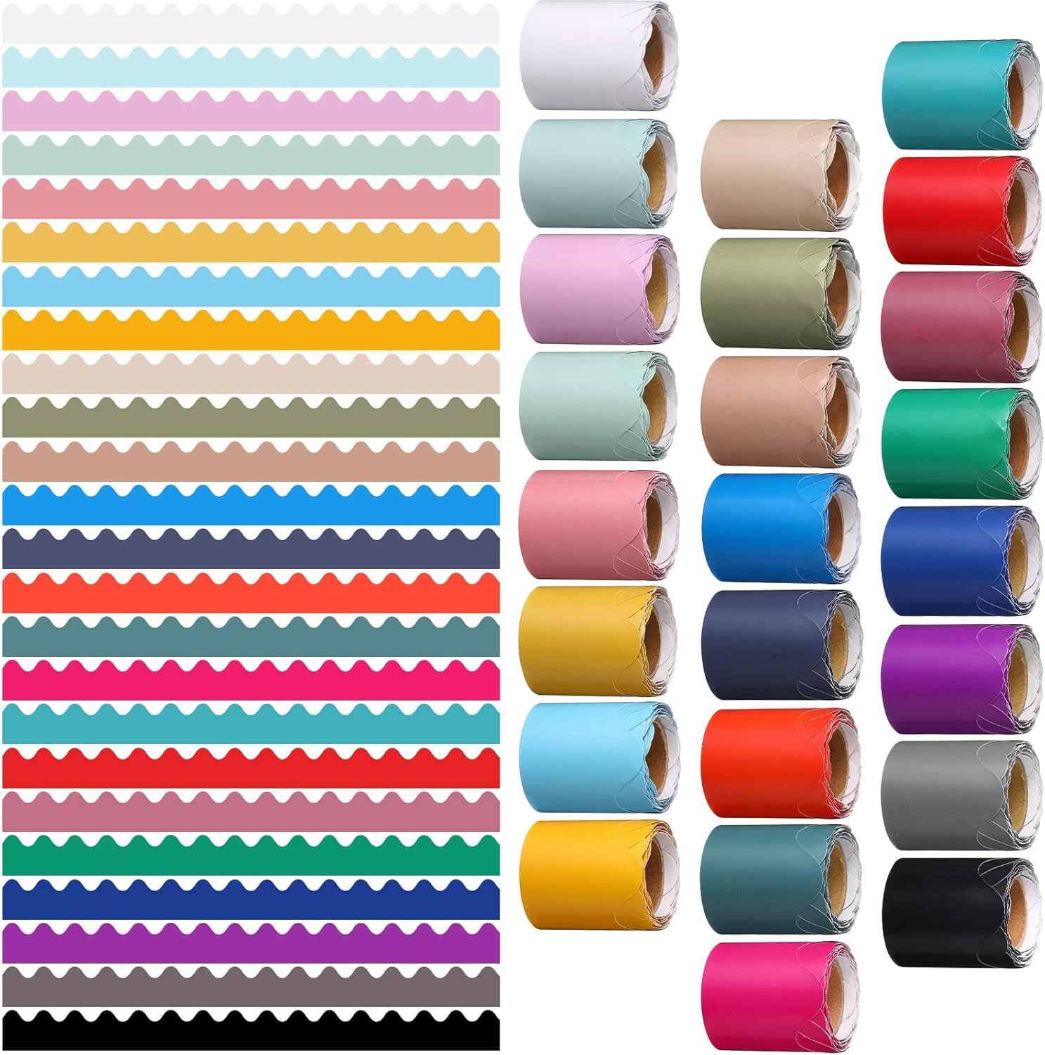 24 Rolls 393.6 ft Colorful Bulletin Board Borders 24