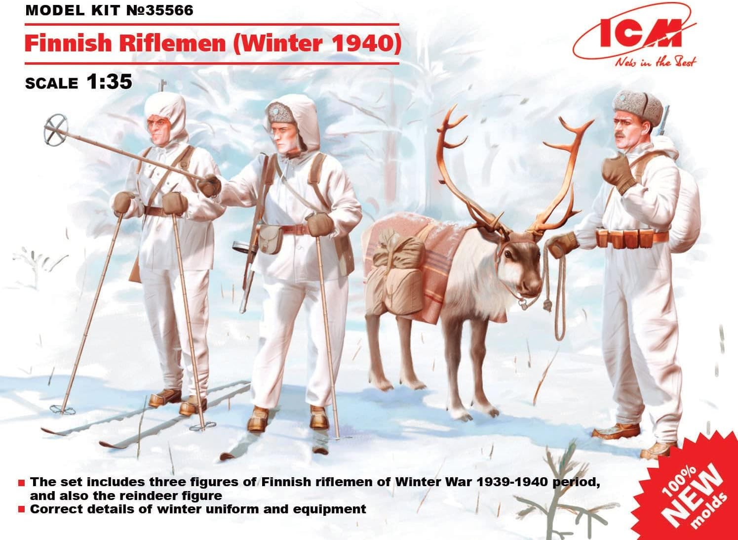 ICM ICM35566 1:35-Finnish Riflemen Winter (1940) 4 Figs