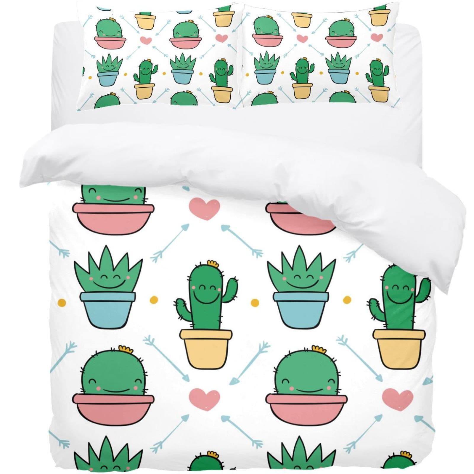 Housse de couette douce contre les draps rudes motif cactus souriant