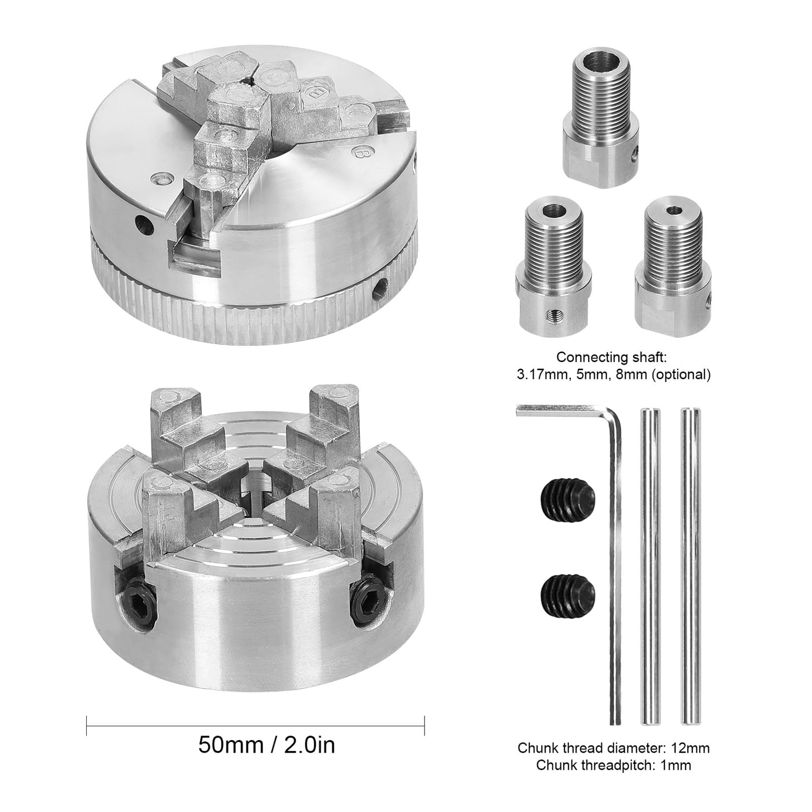 Uchwyt tokarski 3 szczęki/4 szczęki ręczna samocentrująca śruba mocująca do szlifowania frezowania tokarka Odporność na zużycie(4 jaws-3.17mm)