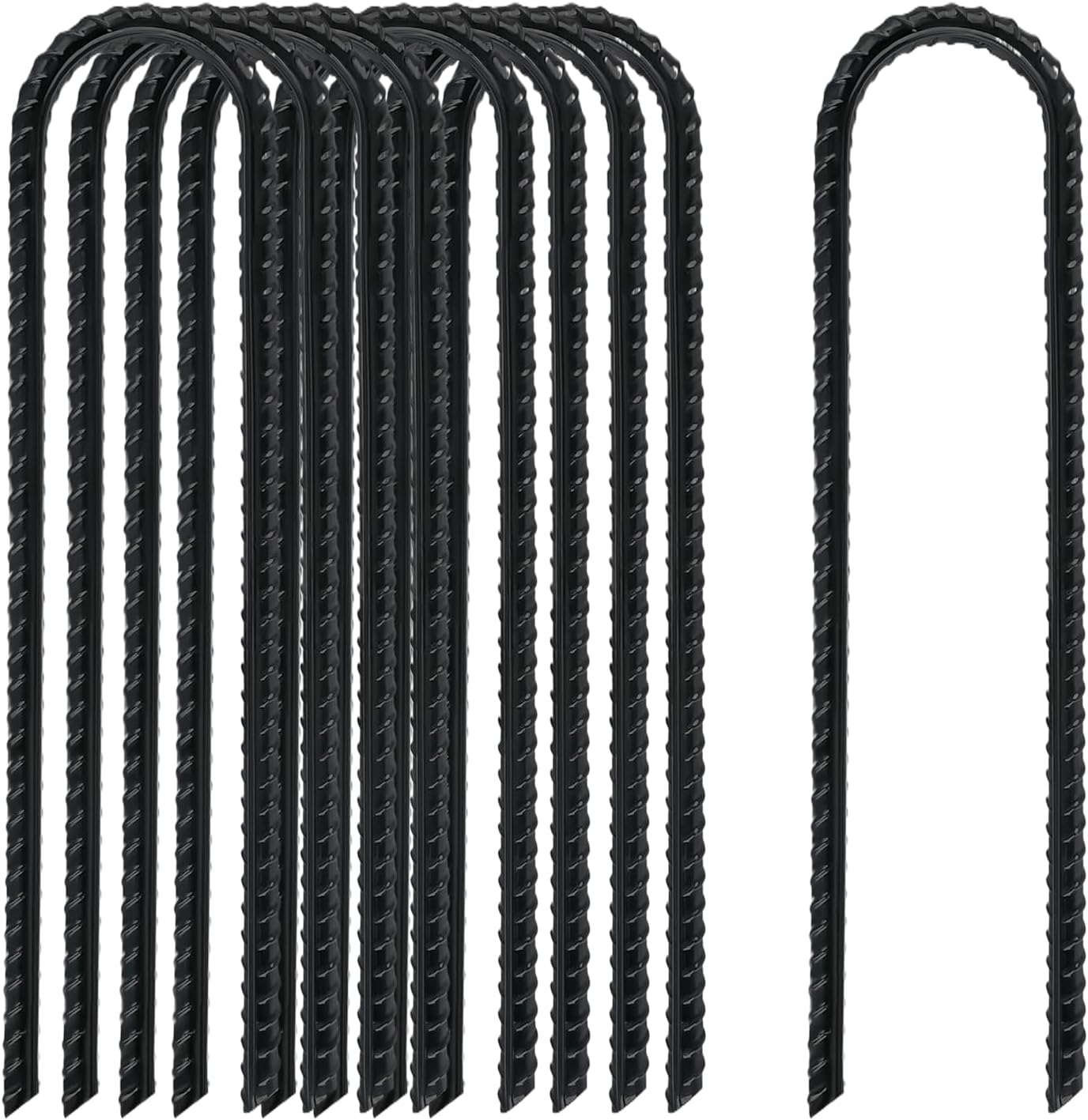 TANGJEAMER 8 Inch Heavy Duty U-Hook Rebar Stakes, 10 Pack Rust-Proof Metal Garden Anchors for Tents, Landscaping, Fabric & Outdoor Use