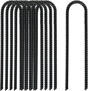 TANGJEAMER 8 Inch Heavy Duty U-Hook Rebar Stakes, 10 Pack Rust-Proof Metal Garden Anchors for Tents, Landscaping, Fabric & Outdoor Use