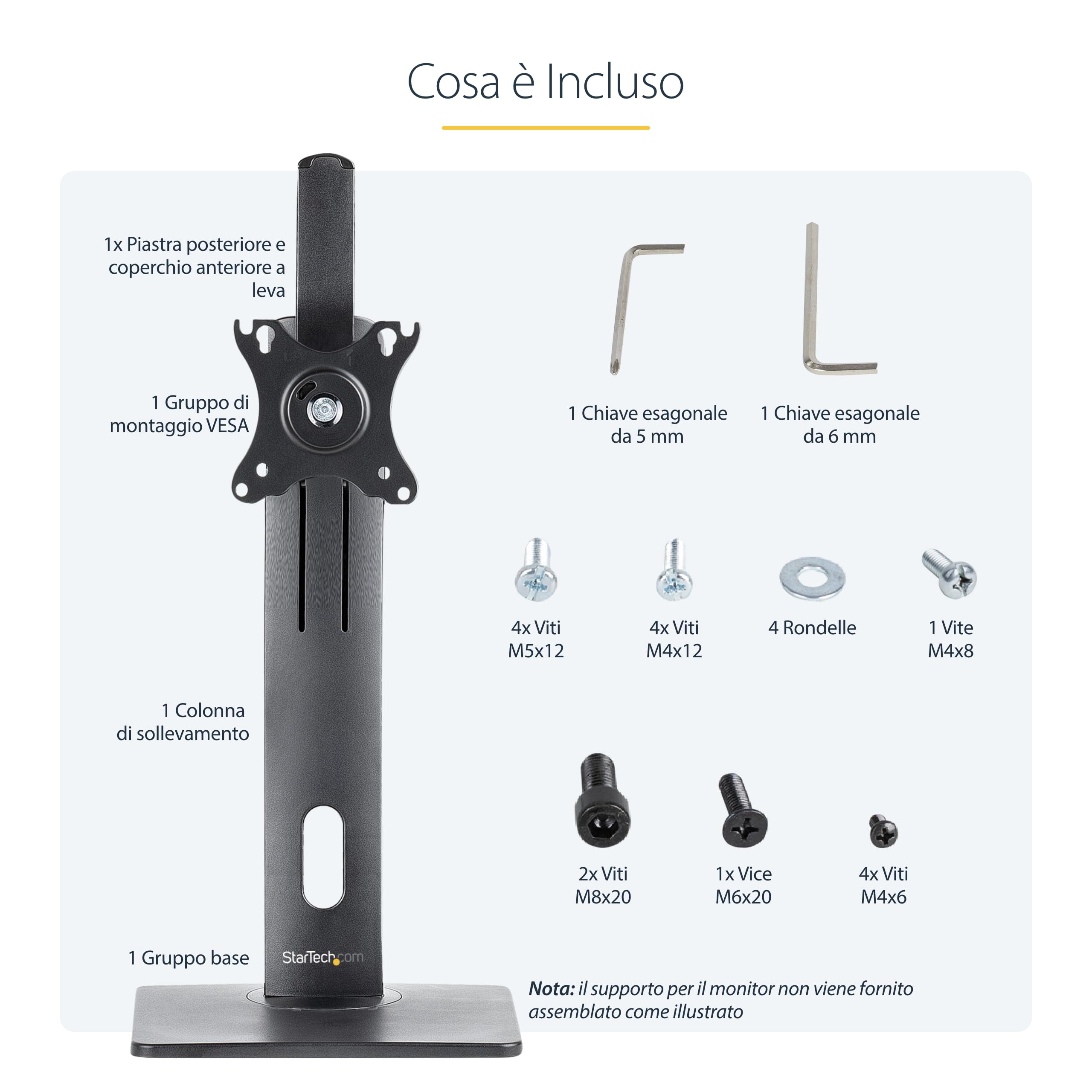 StarTech Supporto Monitor Regolabile fino a 32", 7kg, VESA (FPPNEUSTND) | Autoportante, Inclinabile, girevole e rotante, Da scrivania