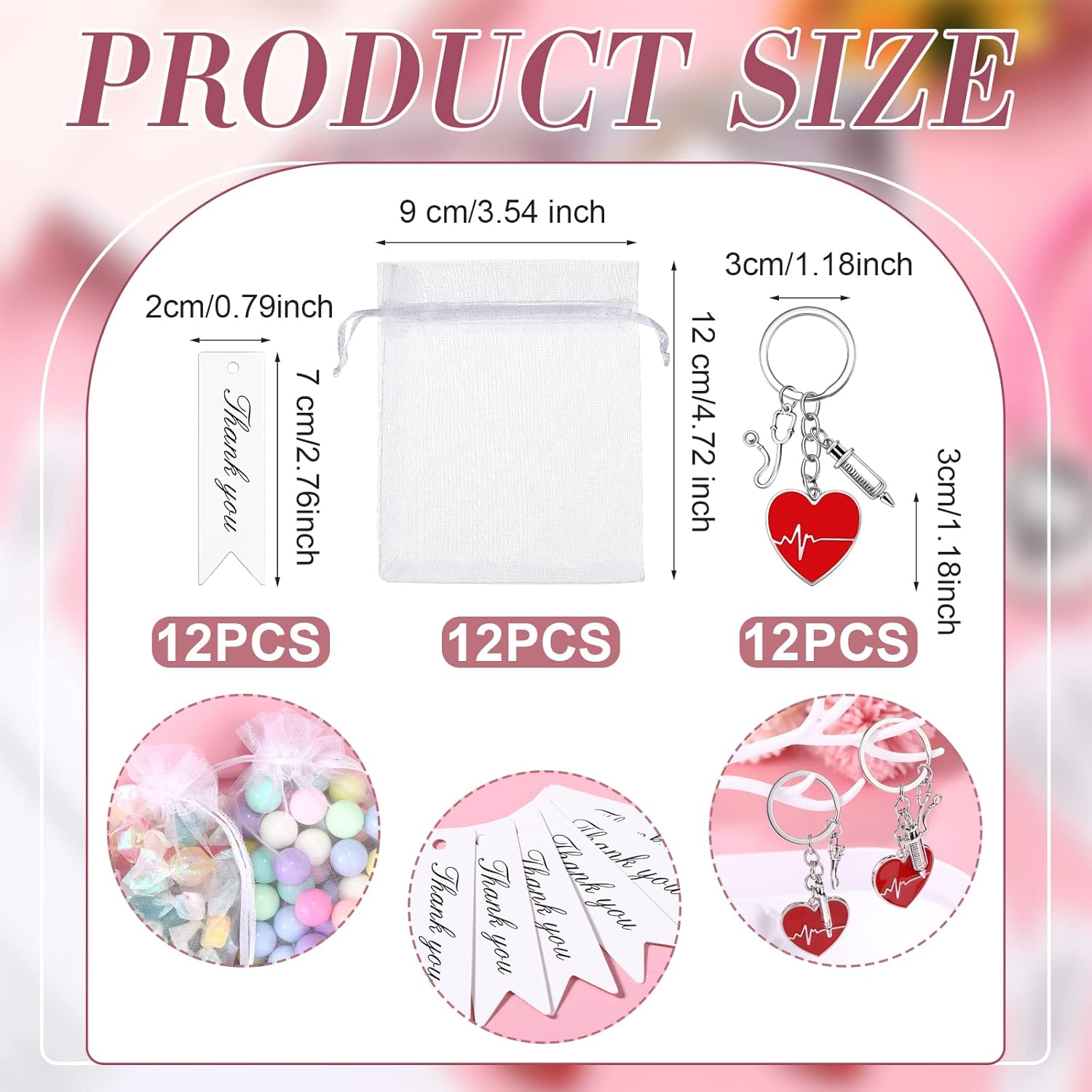 Kigeli 12 Set Nurse Week Gifts Bulk 2023 Nurse Keychains for Women Nurse Appreciation Gifts Bulk Nurse Thank You - Image 2