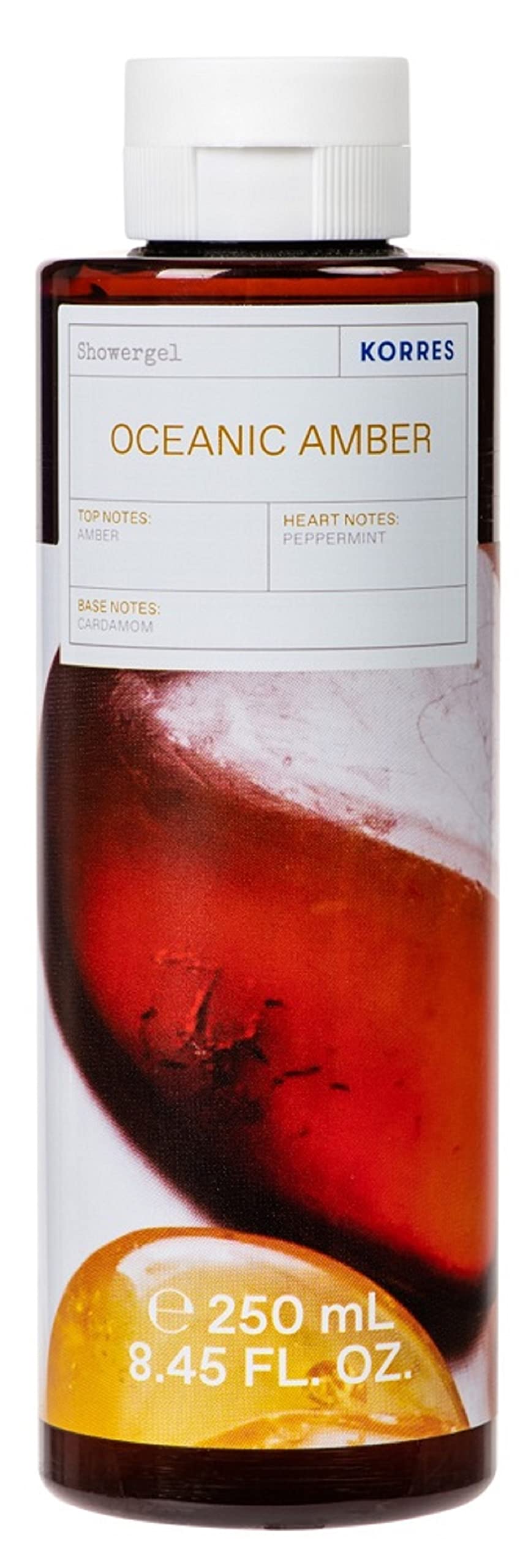 KorresOceanic Amber Revitalising Shower Gel for Men with Active Aloe Vera, Dermatologically Tested, Vegan, 250 ml