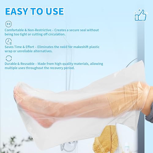 Miniatura 5 de FRONTLINE Funda fundida impermeable para piernas de ducha, protector de yeso para adultos, cubierta reutilizable para pies, rodilla, tobillo,