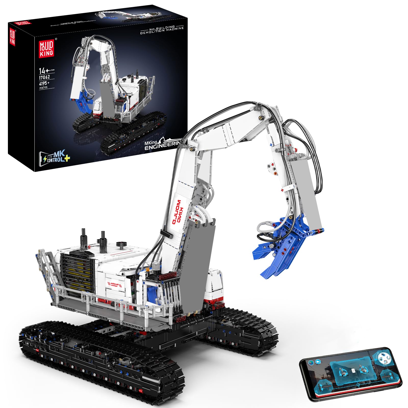 Mould King 17062 Technik Gebäudeabbruchmaschine Bausteinen Modell, 4195 Teile Ferngesteuertes Raupenfahrzeug Bausatz Kit, Konstruktionsspielzeug Bauklötze Modellbauset mit 8 Motoren