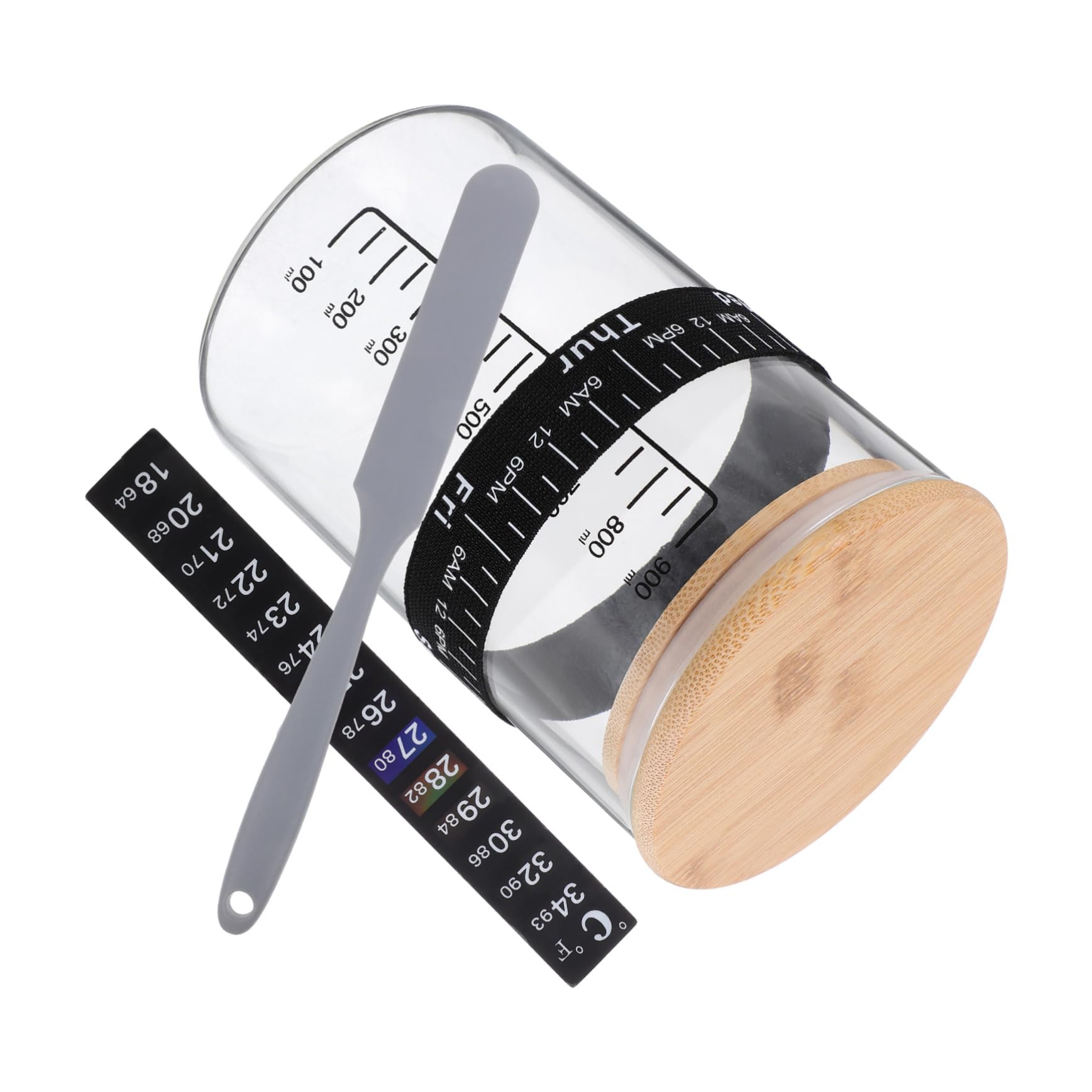 Kit de fermentation avec bocal en verre spatule et étiquette de température SHOWERORO