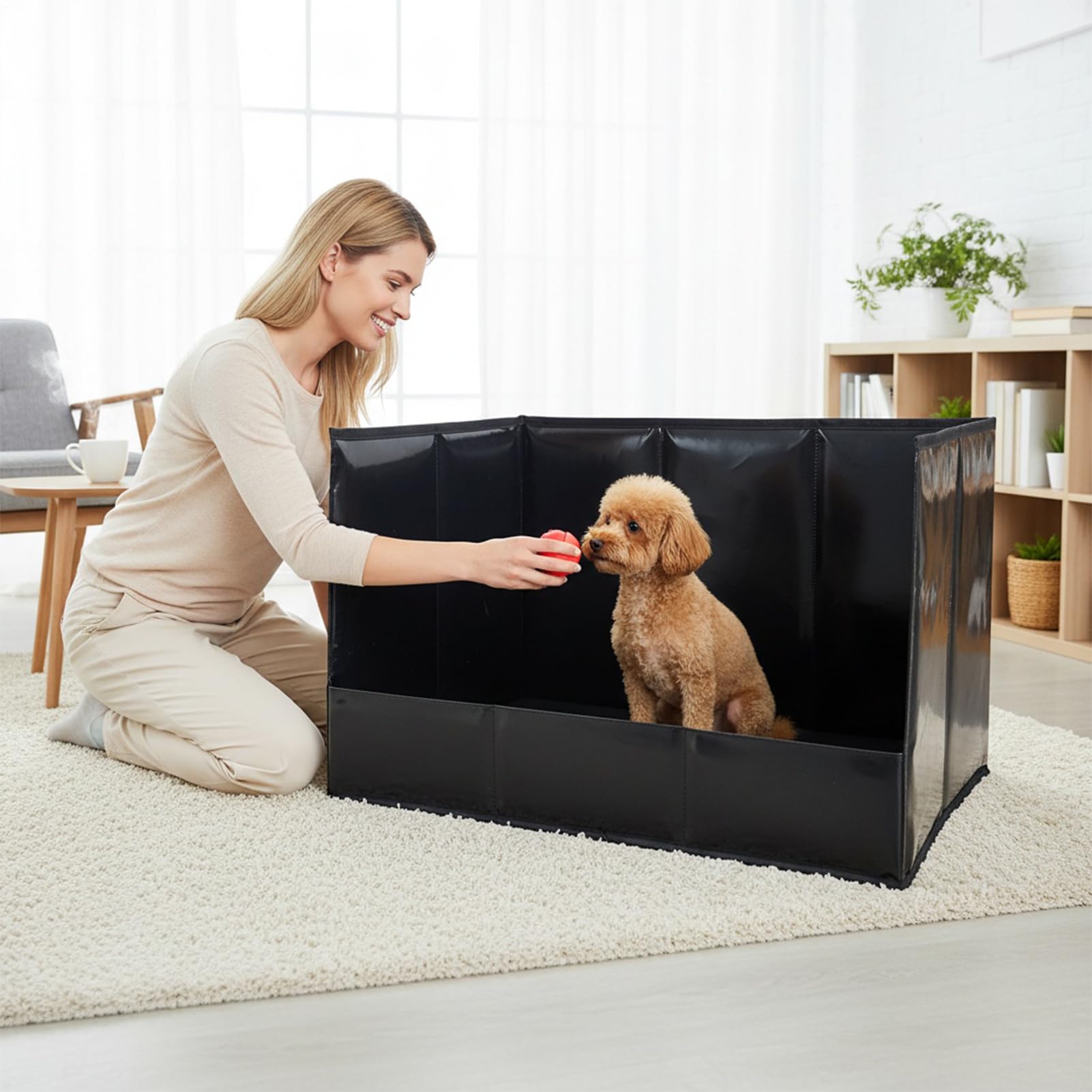 Orinal para Perros de Interior Sanitario Portátil Plegable Impermeable | Baño para Perros Plegable con Soporte para Toallas Absorbentes Interiores y Exteriores, Perros de Todos los Tamaños