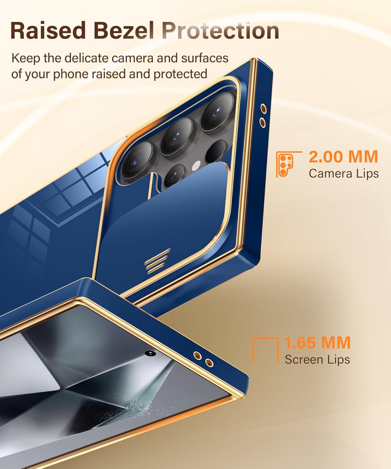 CAPRARO for Samsung Galaxy S24 Ultra Case with Camera Cover, [1x Screen Protector & Slide Camera Cover] Military Grade Shockproof Protective Phone Case for S24 Ultra Case 6.8", Deep Blue