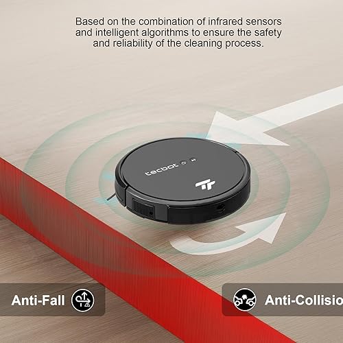 Miniatura 5 de TECBOT S1 Robot aspirador delgado 120 minutos de tiempo de ejecución 2 en 1 robot barrido o trapeador autocarga WiFi, aplicación y control remoto,