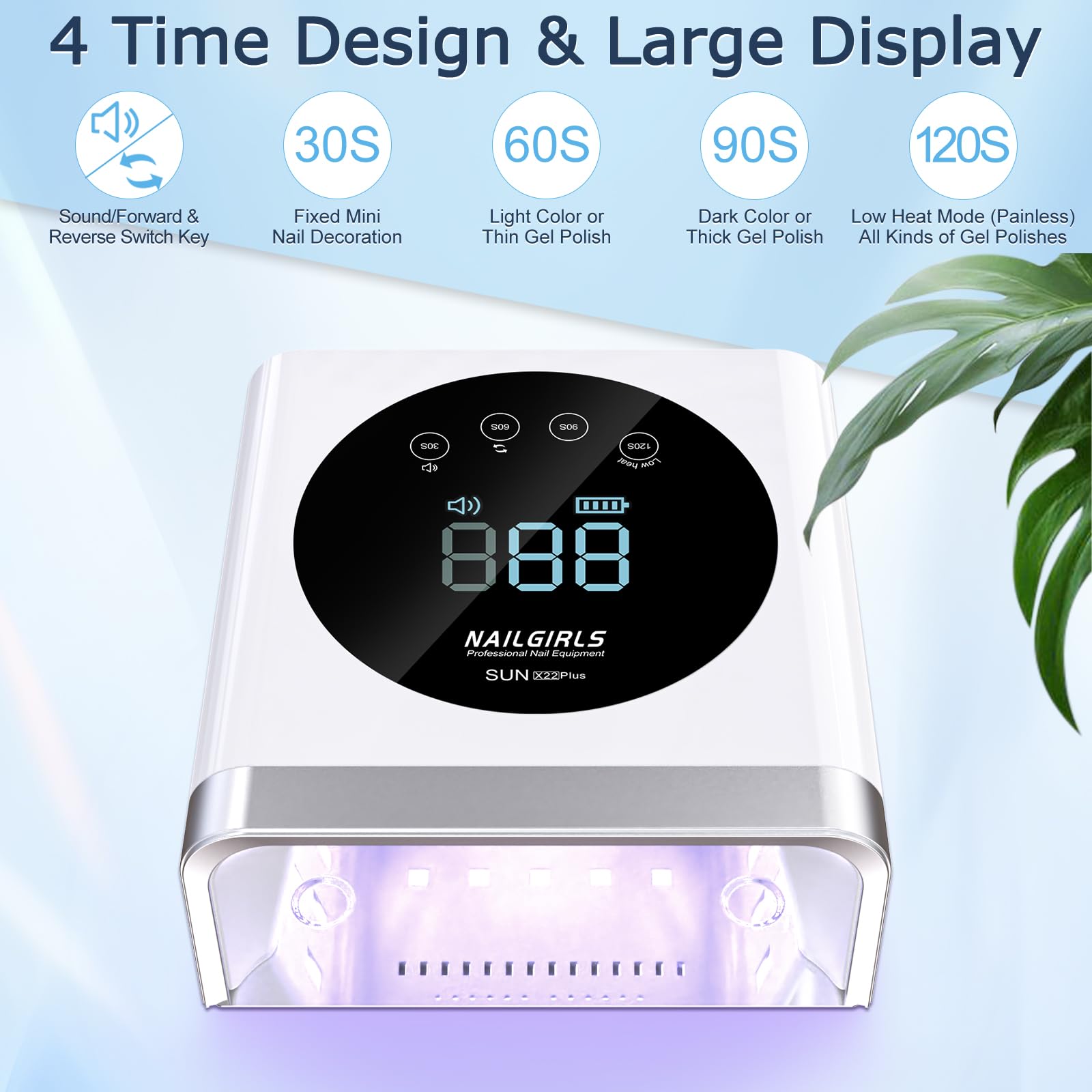 NAILGIRLS Cordless Rechargeable UV LED Nail Lamp, 150W UV Light for Gel Nail, Nail Lamps for Gel Polish with 4 Time Setting, Portable UV Nail Light, Professional Fast Curing Lamp for Salon