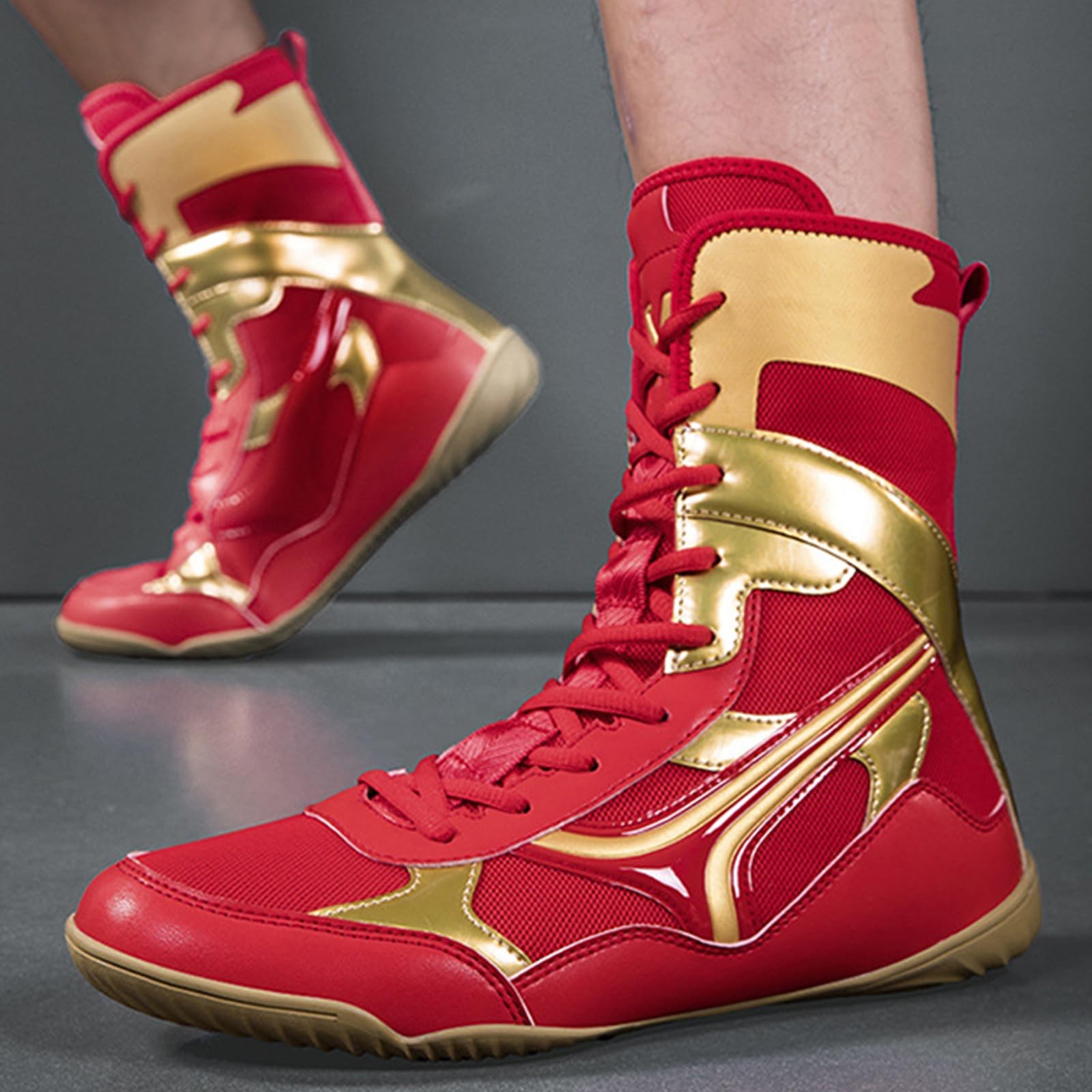 Scarpe da Boxe per Uomo Donna Scarpe Pugilato Lotta Allenamento Adulti,Traspiranti Fighting Antiscivolo Combattimento Traspiranti Bodybuilding Boxe Stivali Wrestling