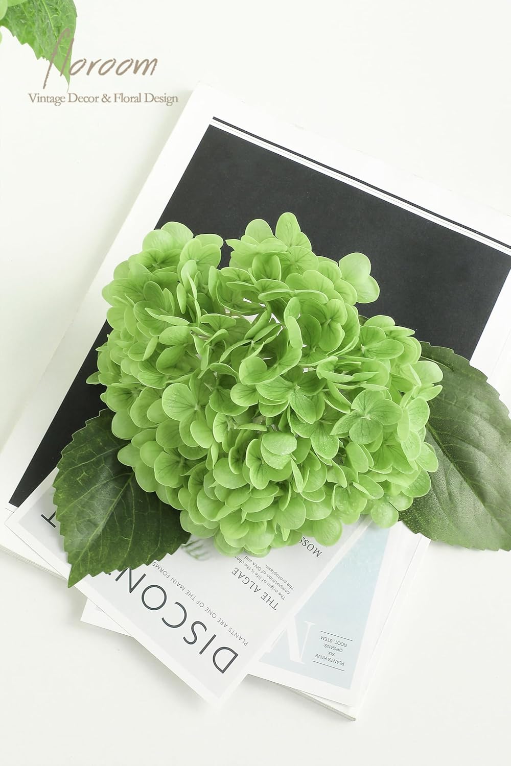 Floroom 4 Pcs Real Touch Elf Green Hydrangea Artificial Flowers, 20" Full Faux Hydrangea Flowers Fake Flowers for Home Decor Party Floral Arrangements Wedding Bouquets Centerpieces Decorations - Image 3