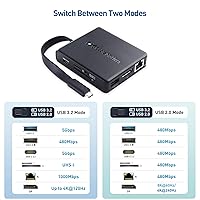 Vista 2 de Cable Matters 8-in-1 USB C Hub DisplayPort 1.4, USB C Dock 8K@60Hz / 4K@240Hz DisplayPort, Gigabit Ethernet, USB3.2 Port, SD Card Reader, with Two