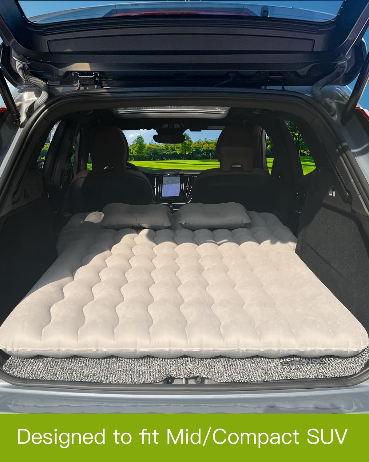 Canodoky SUV Air Mattress, Inflatable Car Mattress Bottle and Phone Holder Thickened Flocking & PVC Surface Car Bed with Electric Air Pump Travel Mattress for Camping Road Trip (Grey)