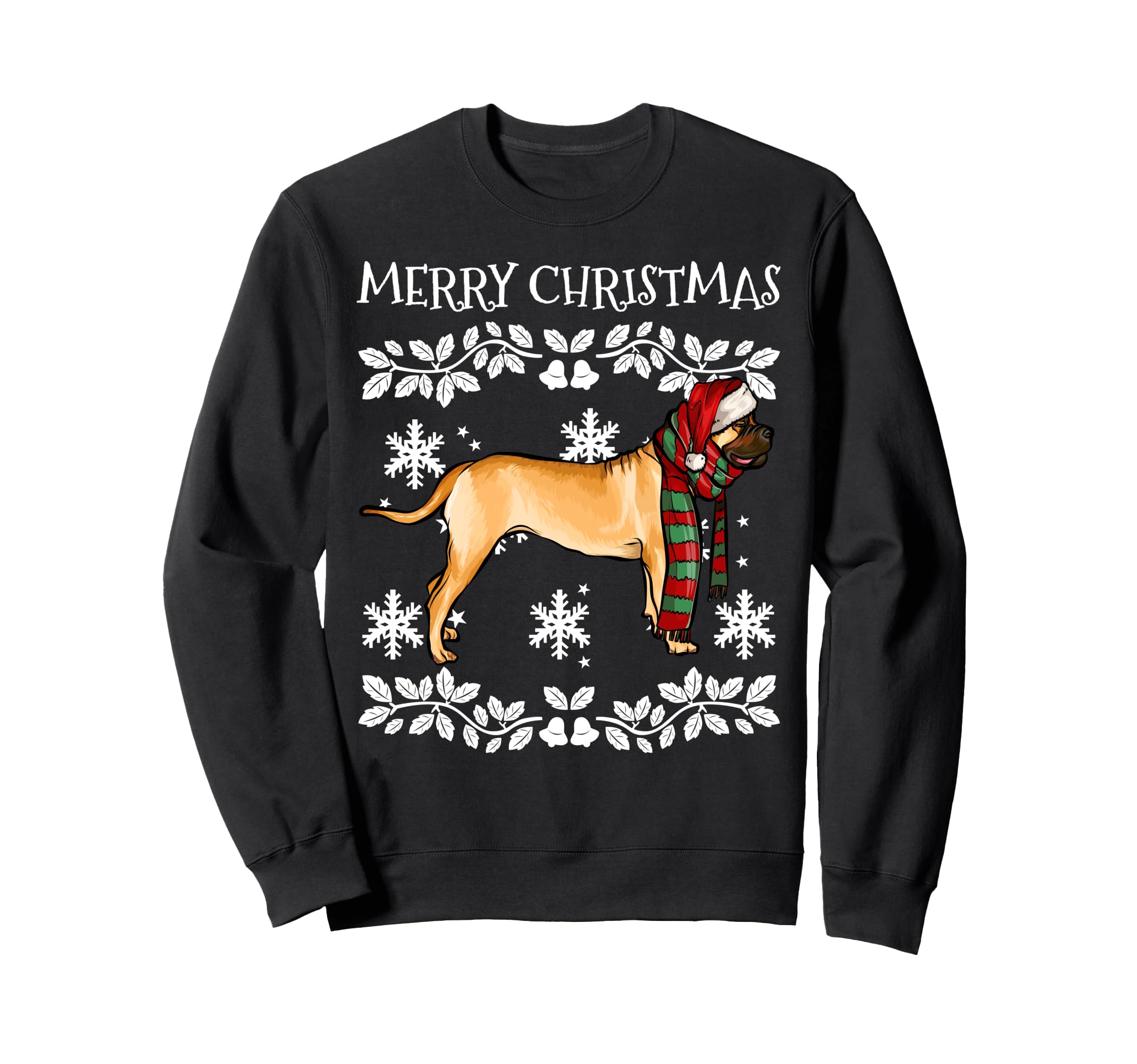 Merry Christmas Ornament Bullmastiff Xmas Santa Sweatshirt, Black