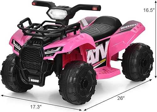 Miniatura 7 de Costzon ATV para niños, vehículo eléctrico de 6 V con batería de cuatro ruedas con cesta de almacenamiento, faro, bocina, música, MP3 y USB, juguete