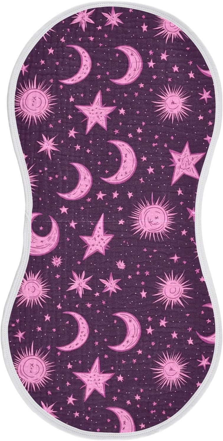 Amazon.com: ALAZA Muslin Burp Cloths Pink Starry Star Moon Sun Cotton ...
