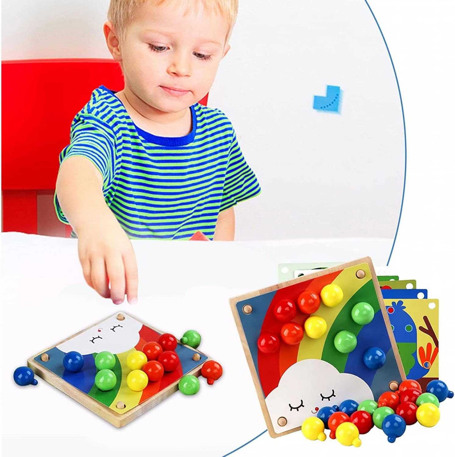 Button Art Toys for Toddlers, Peg Boards for Children Mosaic