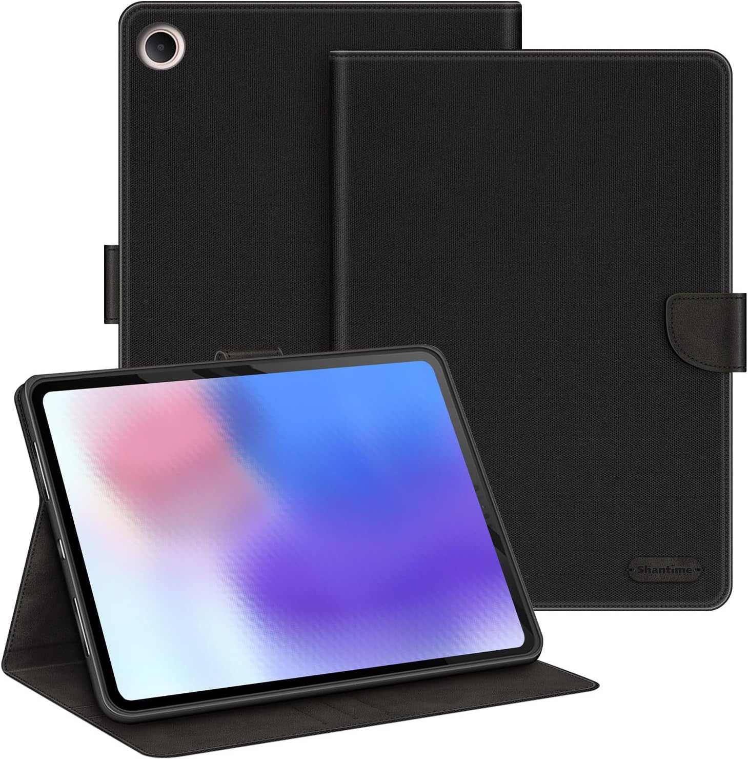 Leather Case Compatible with OnePlus Pad Go 2 Wi-Fi LTE 5G 12.1 2025 Protective Cover with Inner TPU Silicone Shell, Built-in Stand and Rugged Drop-Proof(Black)