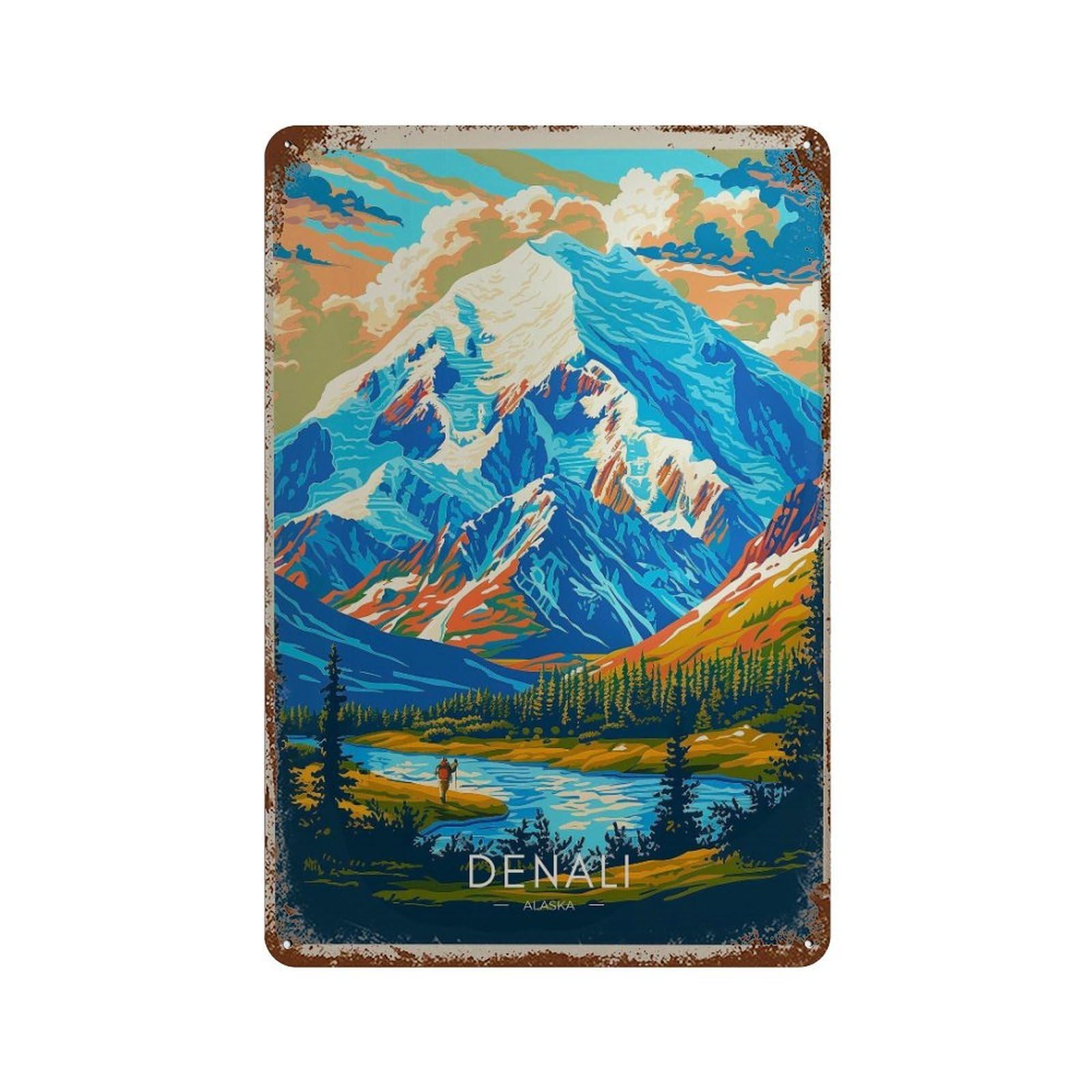 xiaoxiaoshen Denali Alaska Travel Mountain Wall Decor Art Metal Tin Poster Modern Home Decor Art Home Bar Shop Decorations Vintage Sign 30x20cm