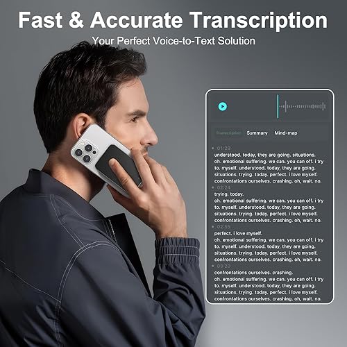 Miniatura 2 de Grabadora de voz AI, grabadora de voz de notas de 64 GB con transcripción, mapeo mental y resumen de IA, grabadora de voz digital con aplicación,