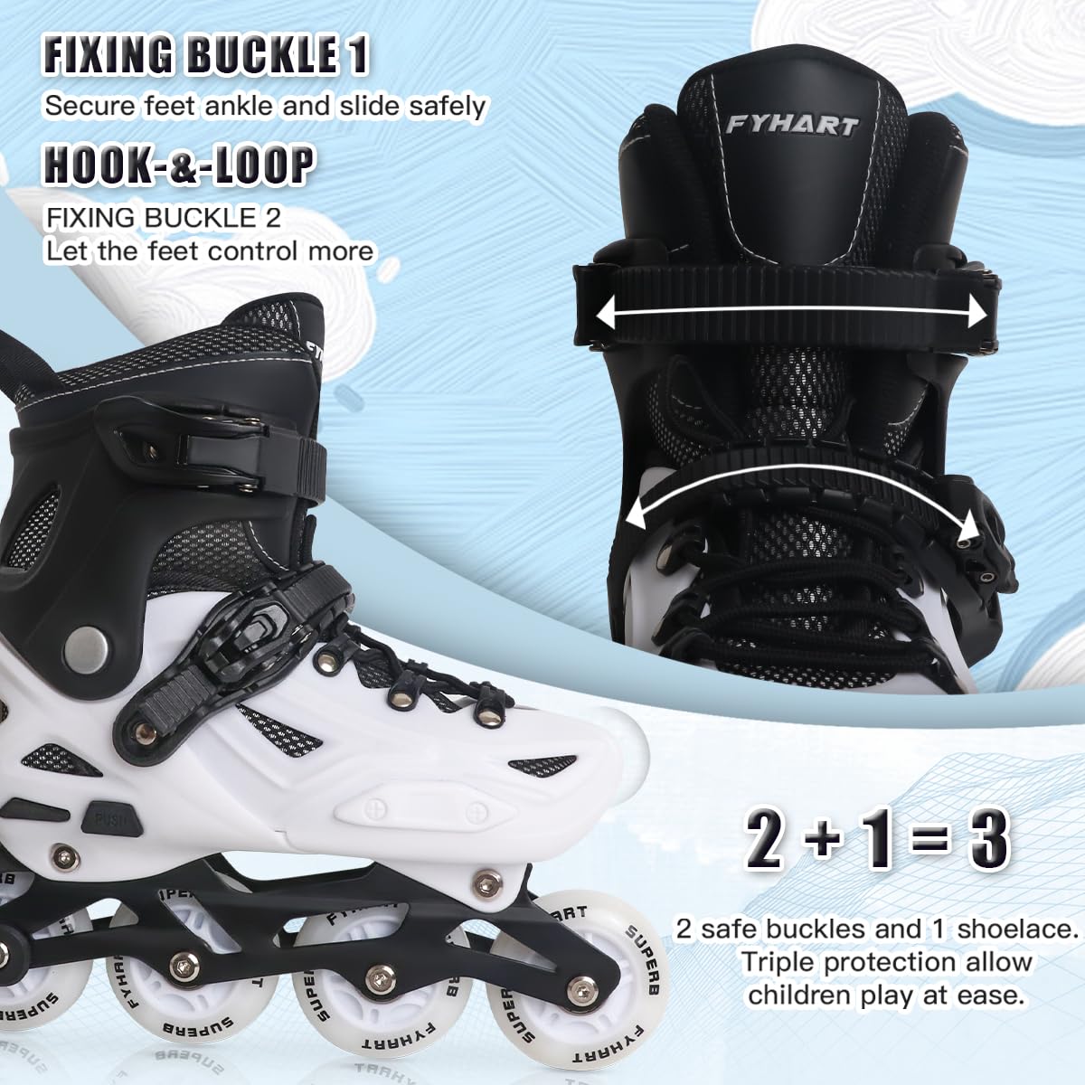 Patins en ligne pour enfants - 4 tailles - Convient pour l'intérieur et l'extérieur - 3