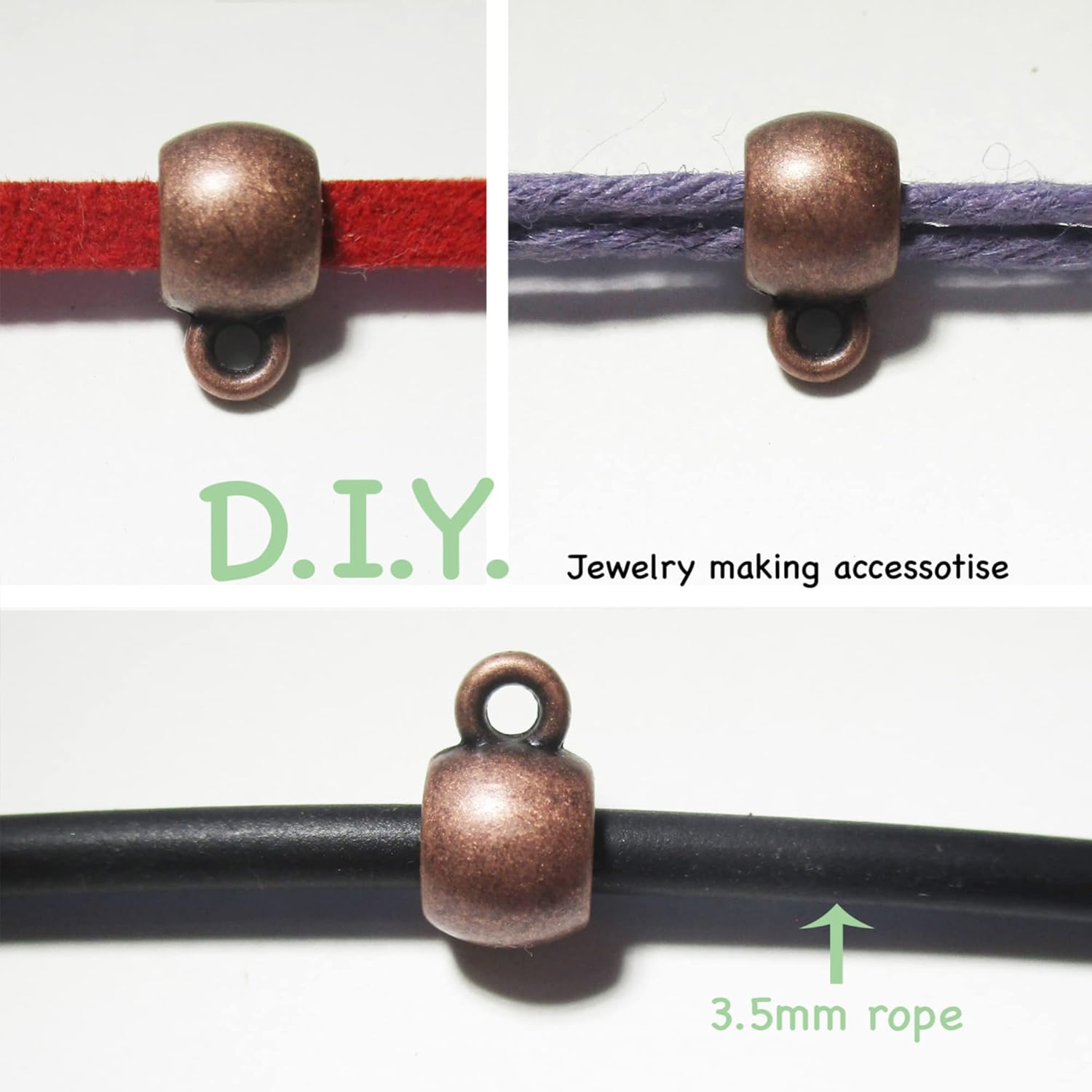 Heather's cf Copper Bail Tube Beads Charm Holder European Bead Spacer Bail Bead Charm Spacers for Bracelets Pendants for Jewelry Making Dangling Charms for Bracelets for Jewelry Making Supplies 88pcs : Arts, Crafts & Sewing
