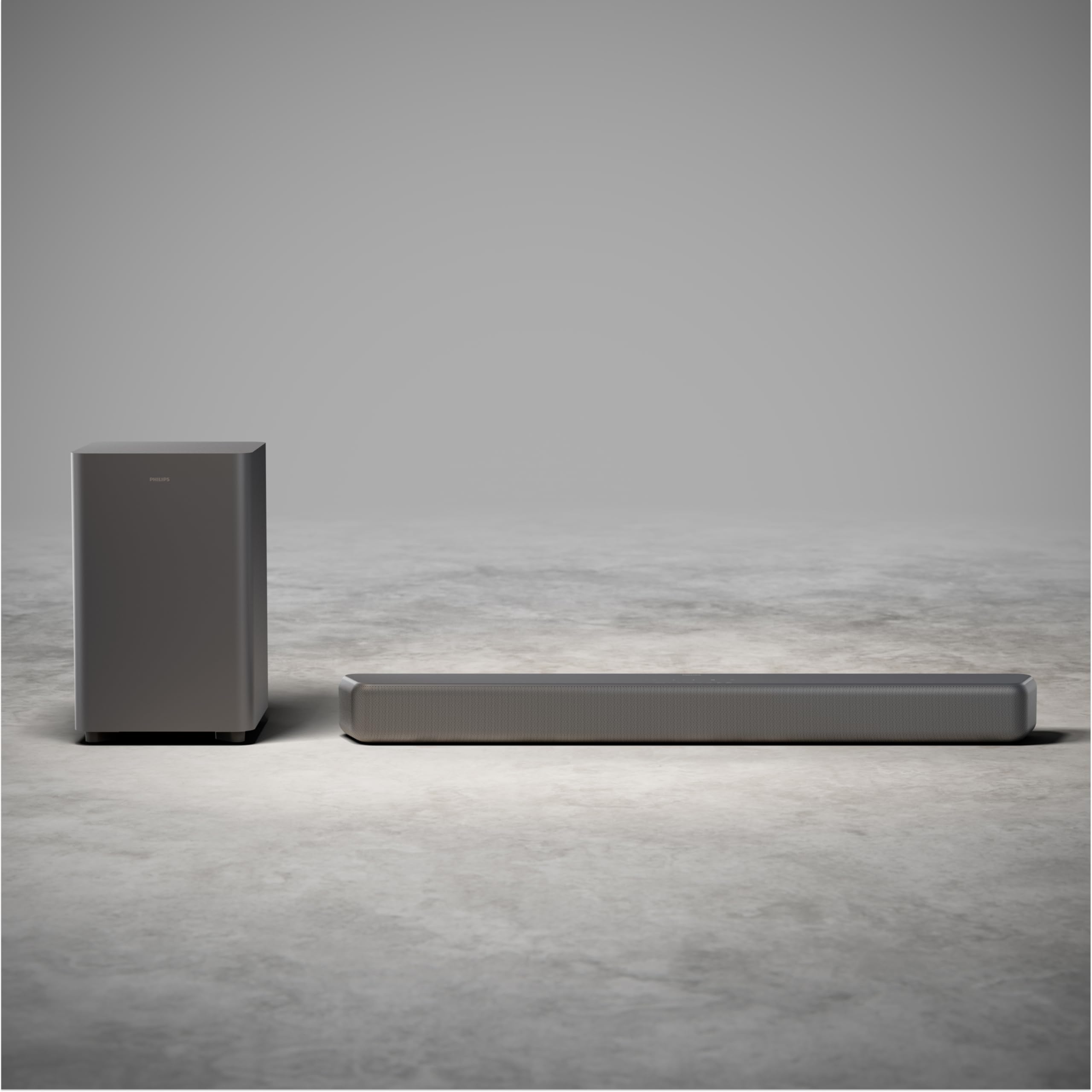 Philips TAB5601 Soundbar 2.1 z bezprzewodowym subwooferem, maks. moc wyjściowa 290 W, Dolby Digital Plus, DTS Virtual:X, Intellisound AI, Bluetooth LE 5.4, wejścia HDMI ARC, optyczne i USB – grafitowy
