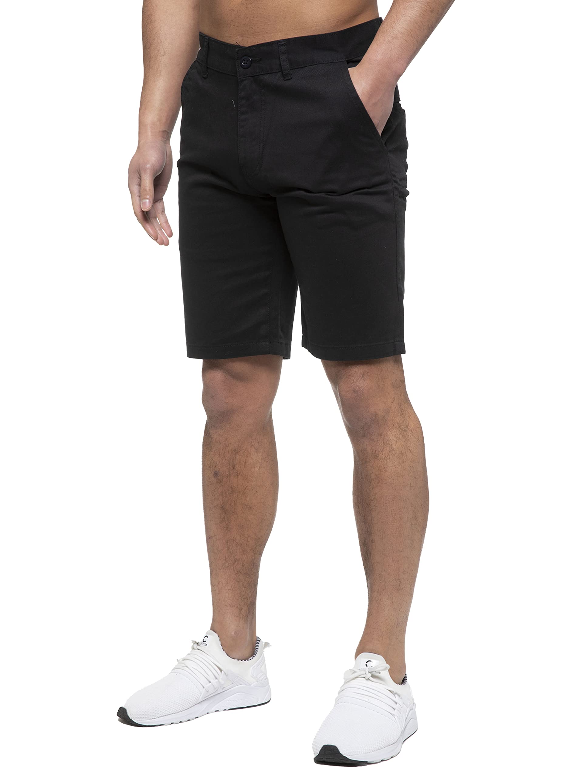 989Zé Enzo Men's Black Chino Shorts Cotton Regular Fit Summer Casual Smart Half Pants Ezs429 32