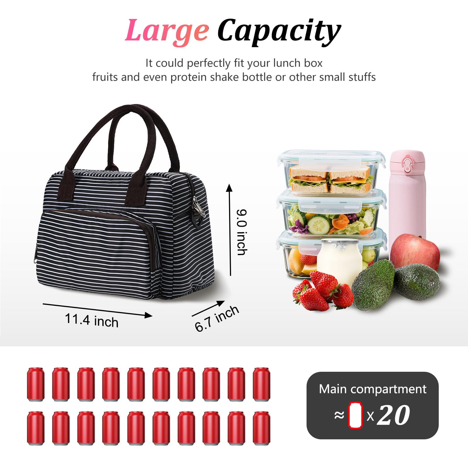 AOTM Lunch Bags for Women 12L Large Insulated Lunch Box with Adjustable Shoulder Straps - Image 2