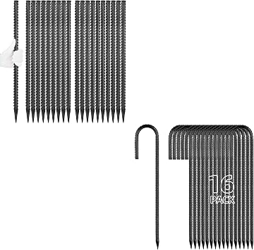 Besitu 12 Inches Rebar Stakes J Hook Ground Stakes 16-Pack and 24 Inches Straight Rebar Stakes20-Pack