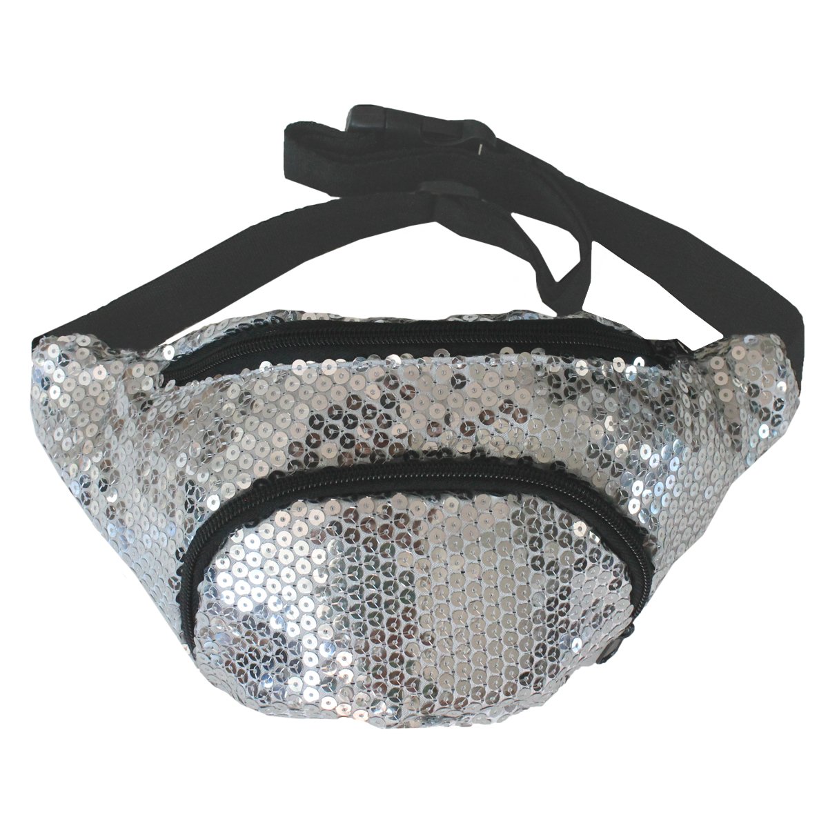 Extreme 80's X80® Retro Shiny Silver Sequin Fanny Pack
