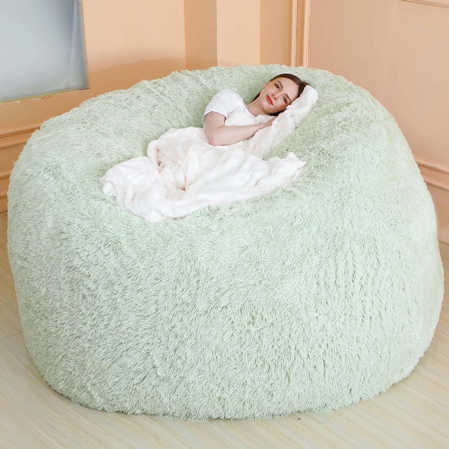 LDMZ Bean Bag Sofa Cover, Giant Bean Bag Cover, Washable Jumbo Bean Bag Chair for Dorm Family, Bedroom Decor (No Filler)(Light Brown,135 * 65cm)