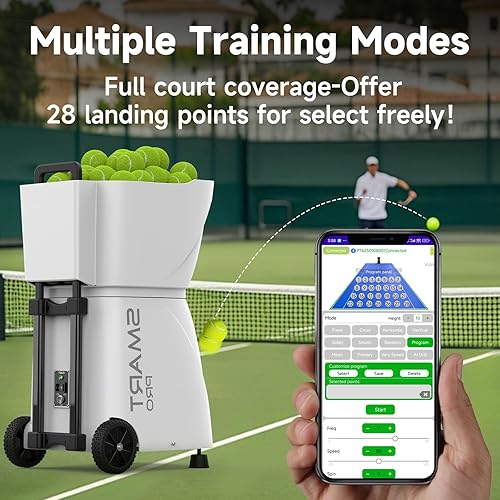 Miniatura 2 de PT-Smart Pro - Máquina de pelotas de tenis, lanzador de pelotas de tenis de pádel con control de aplicación/control remoto/iWatch, capacidad de 115