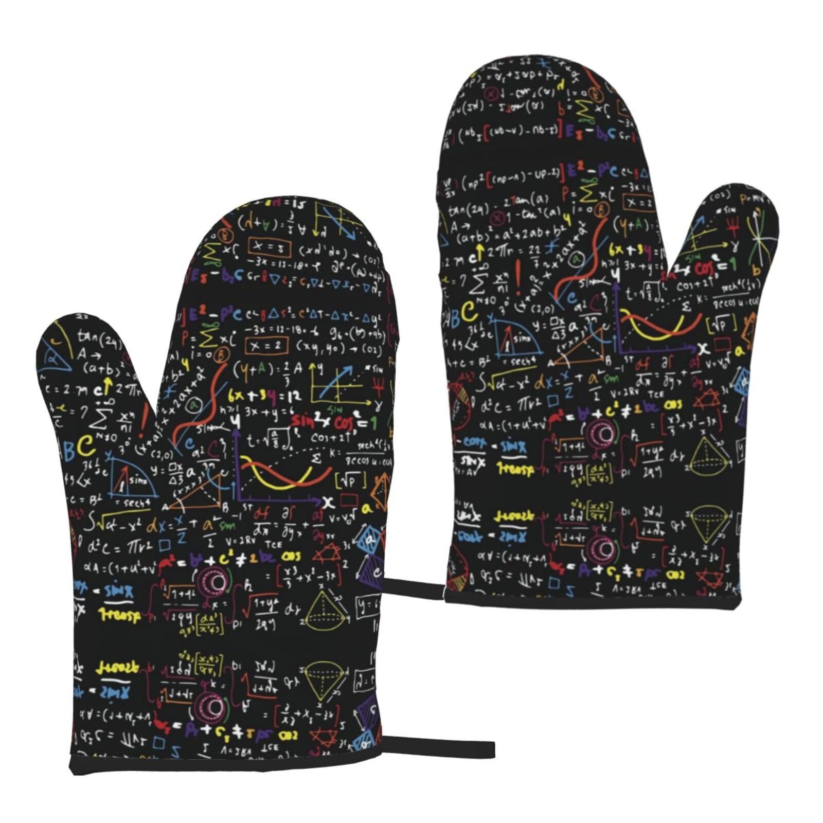 Mqgmz Unisex Math Formula Print Microwave Gloves Oven Mitts Funny Home Heat Resistant Bbq Spring/Summer 5.9"X11"