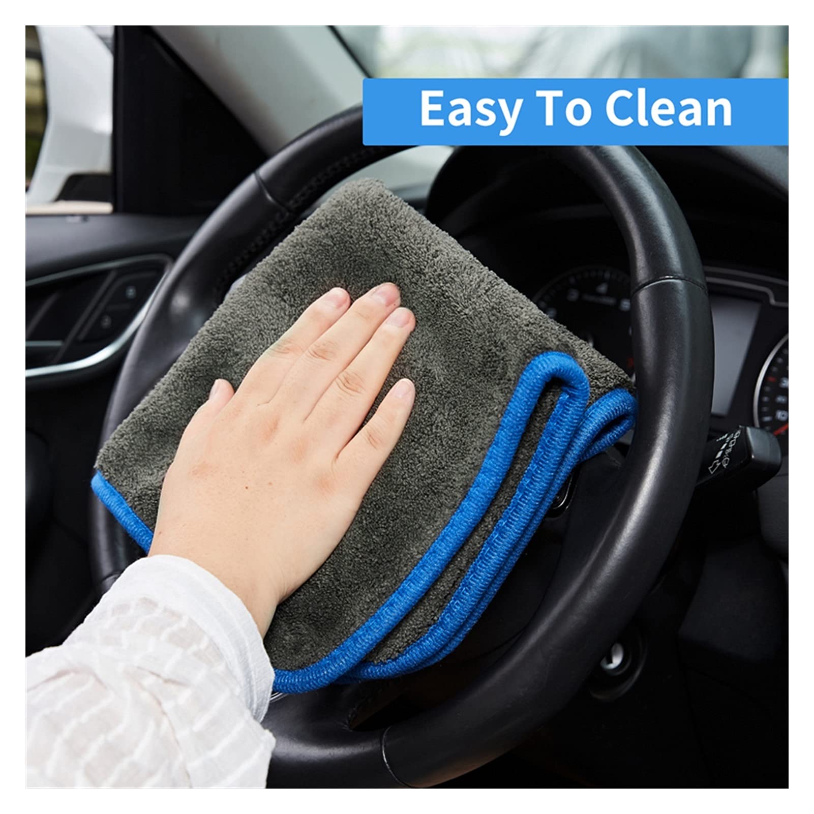 Toalla de microfibra ultragruesa Toallas de secado de automóviles Detallado de automóviles Limpieza Pulido Microfibra Paño de lavado de automóviles Accesorios (Color : 3 pack(blue)) (1 Pack(blue) )