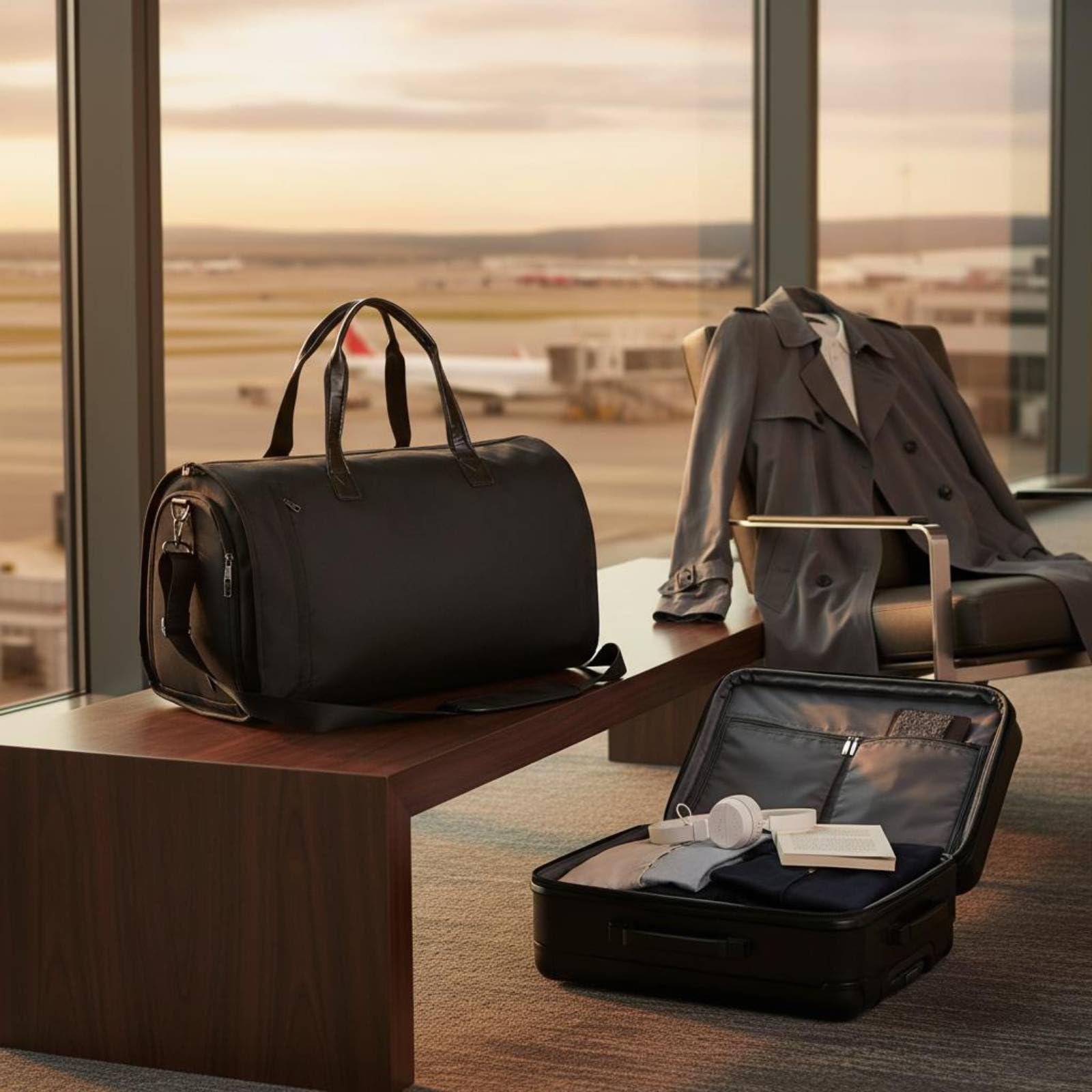 Borsa da Viaggio Borsone Valigia Portaabiti Sacca Trasporto con Scomparto Scarpe in Tessuto Impermeabile per Abiti Senza Pieghe Adatta a Uomini Week End, Tessuto Grigio