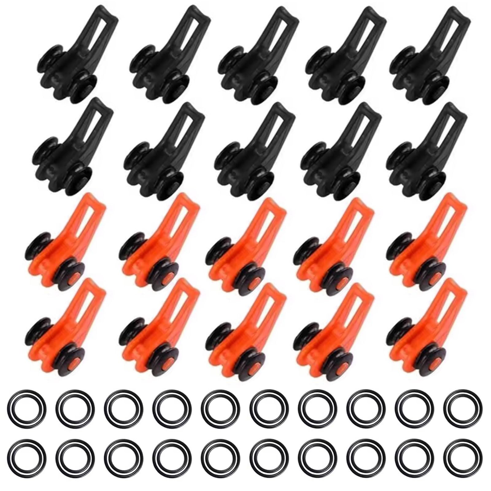 Cintre De Leurre,Crochet de Canne à Pêche,Pêche Porte Appât,40 Pièces Porte-Hameçons en Plastique,Accroche Leurre,pour Fixation Accessoires de Canne à pêche,Noir,Orange