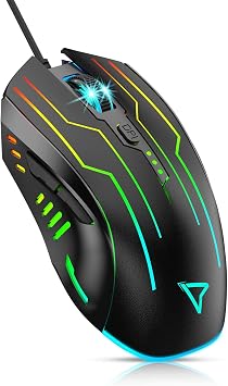 Gaming Mouse Wired, Lightweight Gaming Mice, Breathing RGB Plug Play High-Precision Adjustable 3200 DPI Ergonomic PC Gaming Mouse for Gamer, Wired Mouse for Laptop