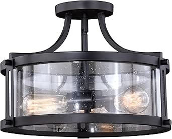 VAXCEL Holbrook 15.75-in W Bronze Bulb Semi Flush Mount Ceiling Light Clear Glass