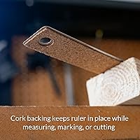 Vista 4 de Regla de metal de precisión Breman de 36 pulgadas con respaldo de corcho – Regla de borde recto de acero inoxidable, flexible, antideslizante