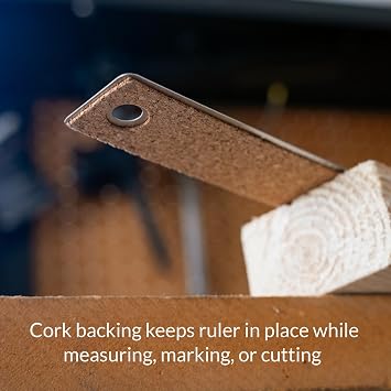 WA Portman Metal Ruler 24'', 2pc Corkback Stainless Steel Ruler Metric Edge | Flexible Non-Slip Metal Ruler with Cork Backing Stainless Steel Straight Edge, Metric Construction Ruler for DIY Art & Crafts