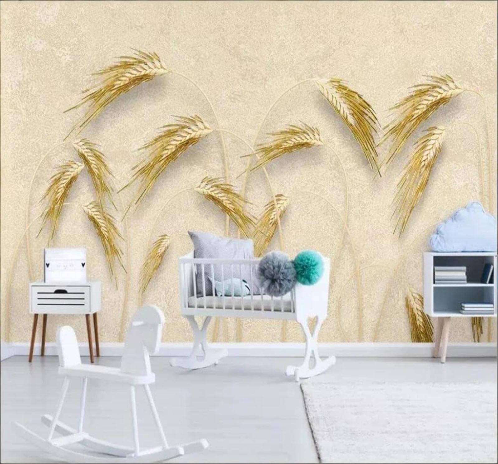 Papier Peint 3D Blé Doré XLMING 150x105cm pour Décoration Murale de Salon