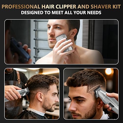 Miniatura 7 de Ufree Cortapelos para hombres profesionales, recortadora de barba y afeitadora de papel de aluminio, afeitadora eléctrica, juego de cortapelos y
