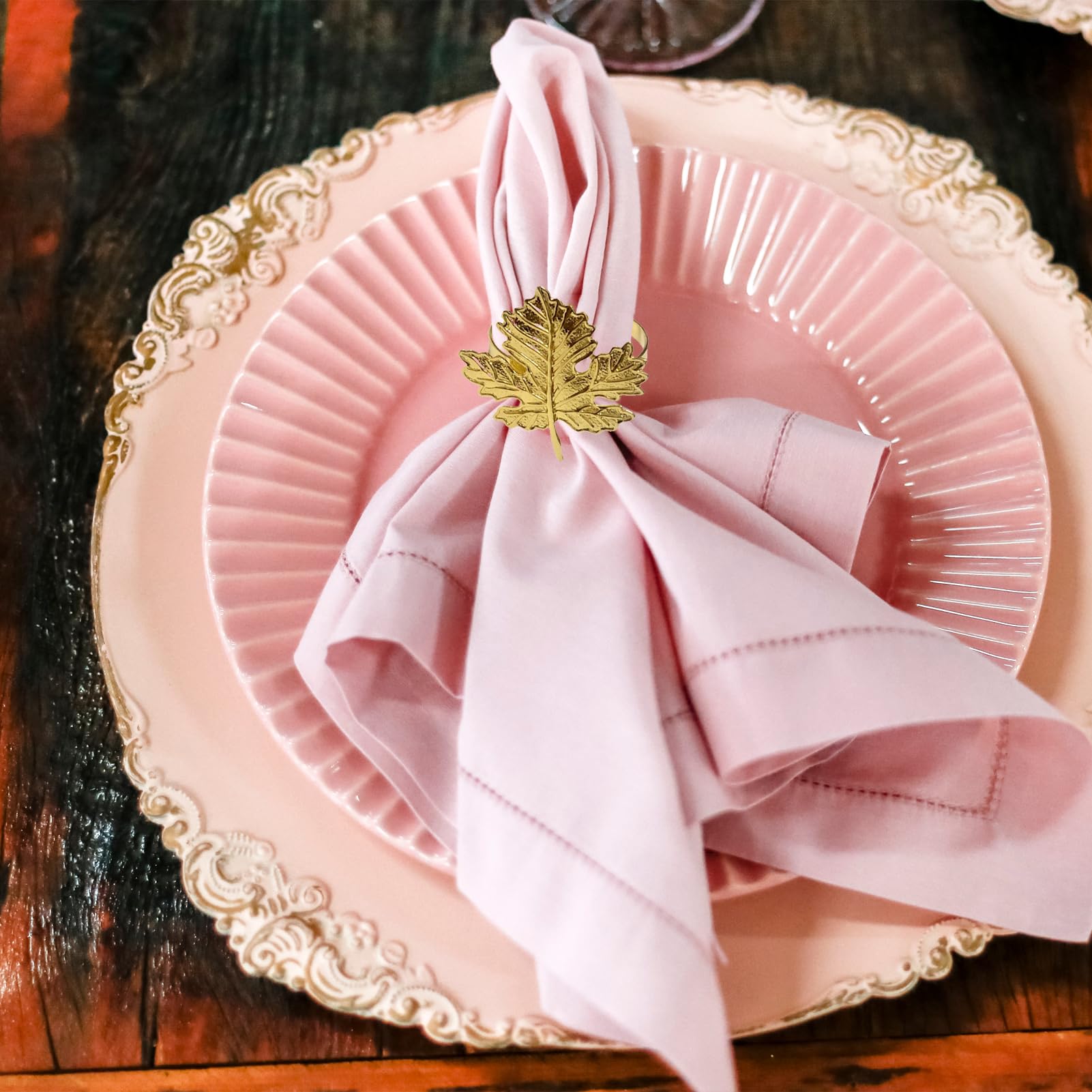 Ronds De Serviette En Forme De Feuilles D'érable - Lot De 12 Pour Thanksgiving, Décoration De Table Automne