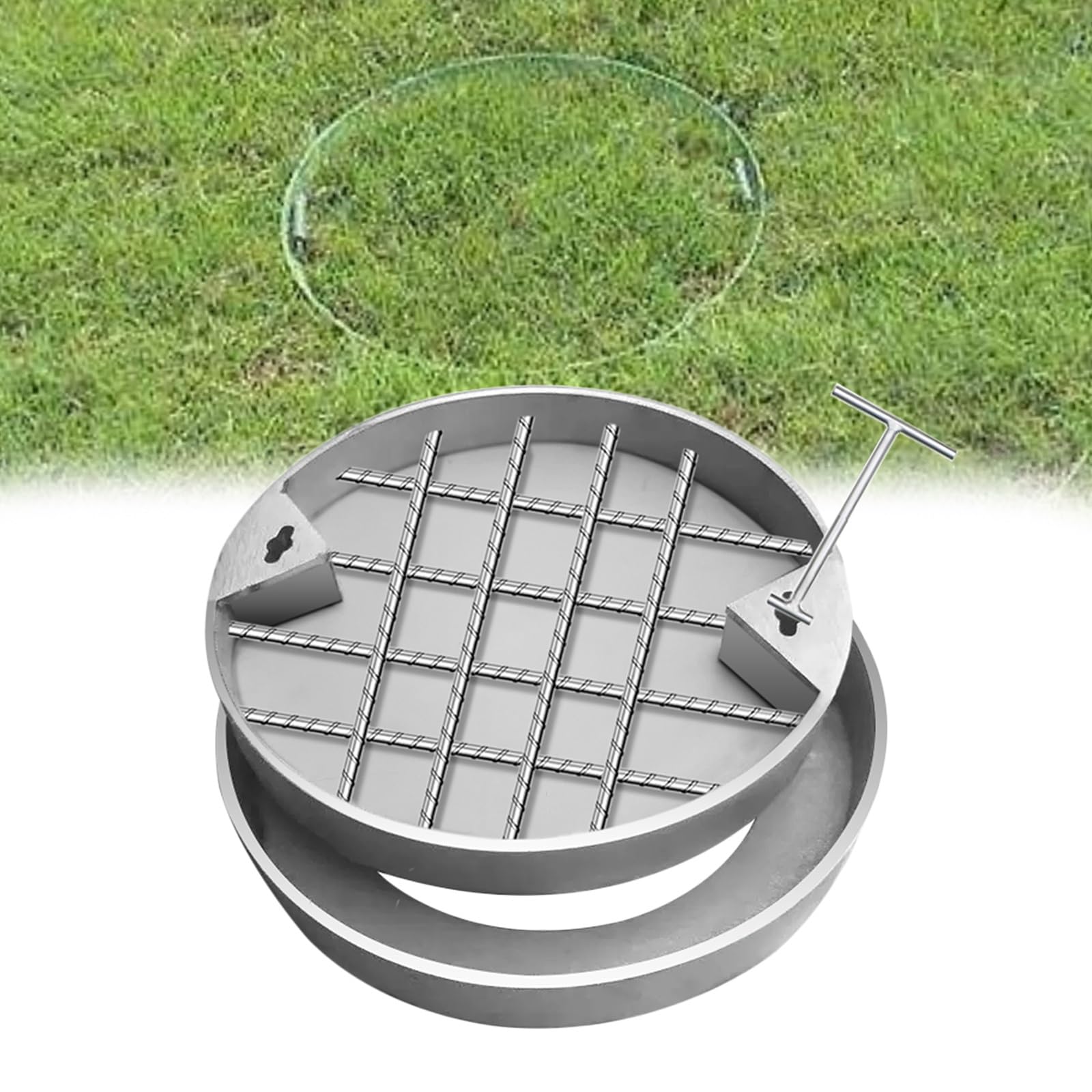 FCXWEVR Stainless Steel Manhole Cover with Lift HookIdeal for Septic Systems & Draina Soluts Drain Cover for Wastewater ment